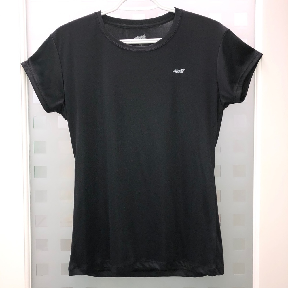 AVIA Crew Neck Short Sleeve Lightweight Tagless Active Athletic Top Black EUC - Picture 1 of 6